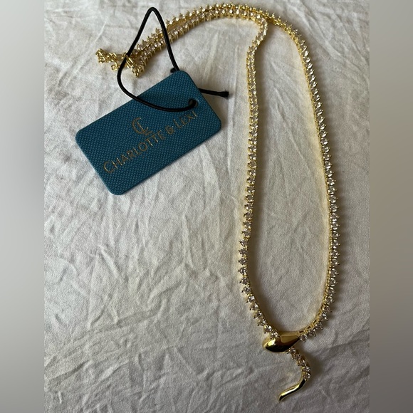 14k gold plated cubic zirconia 16+2” snake necklace - Picture 3 of 6